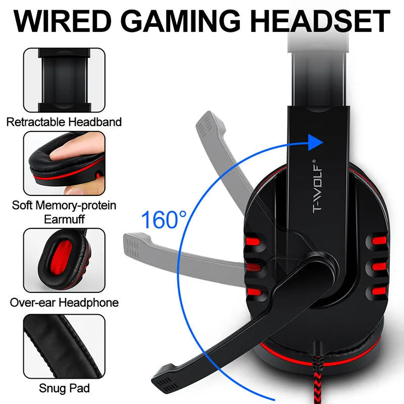 Thunder Wolf T800 gaming keyboard and mouse set with headset and mouse pad on desk