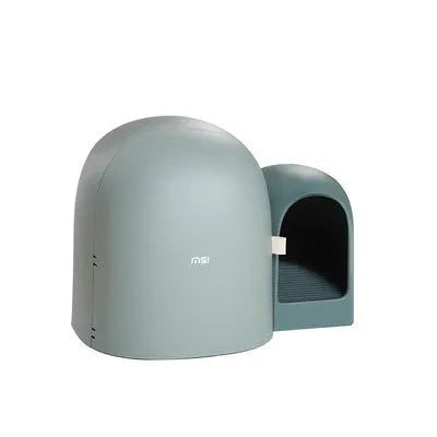 Fully enclosed oversized cat litter box in choice of Aurora White, Milk Tea, or Moss Green colours.