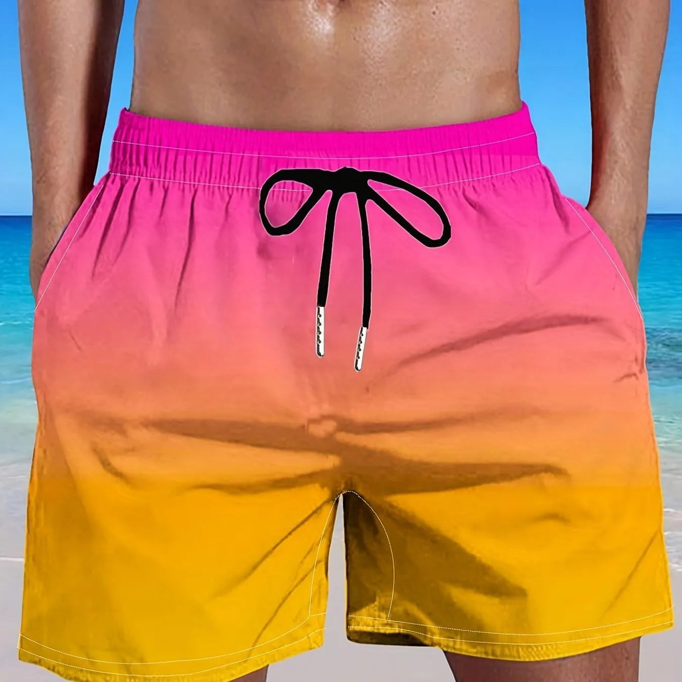 Men's gradient colour 3D digitally printed mesh sport shorts with micro-elastic fabric