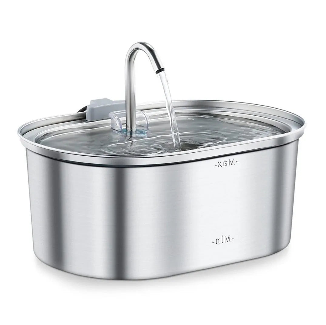 All stainless steel pet water dispenser round runway type large capacity for cats and dogs