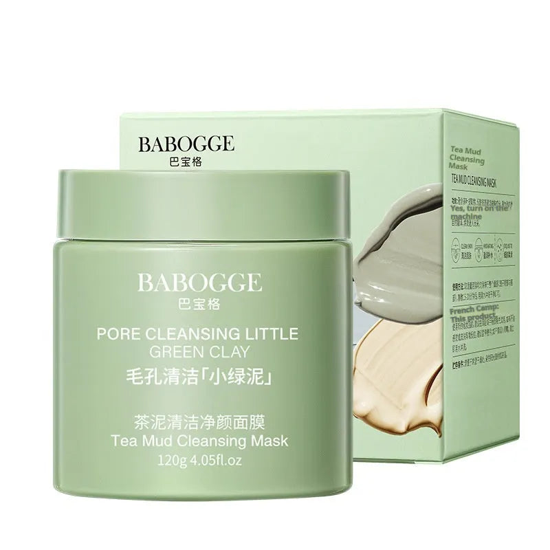 Tea mud cleansing facial clay mask 120ml jar for deep pore cleansing