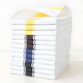 Set of 12 stripe pattern dishwashing towels in polyester cotton blend measuring 48x70cm