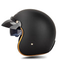 Retro style half helmet for motorcycle riding shown in multiple colour options on a grey background