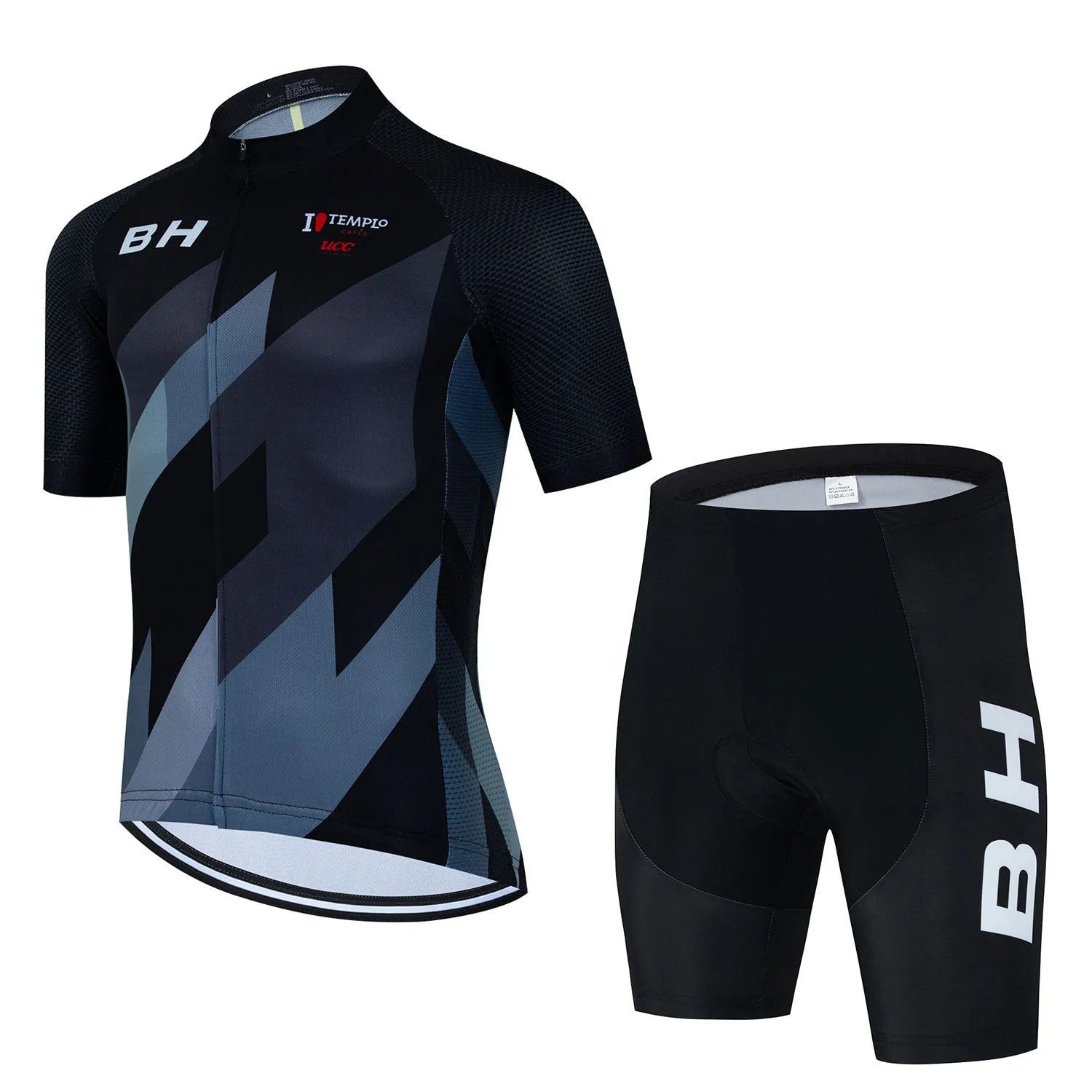 BH men's short sleeve riding sweatshirt suit in quick-dry mesh fabric with top and jumpsuit set for cycling and outdoor sports
