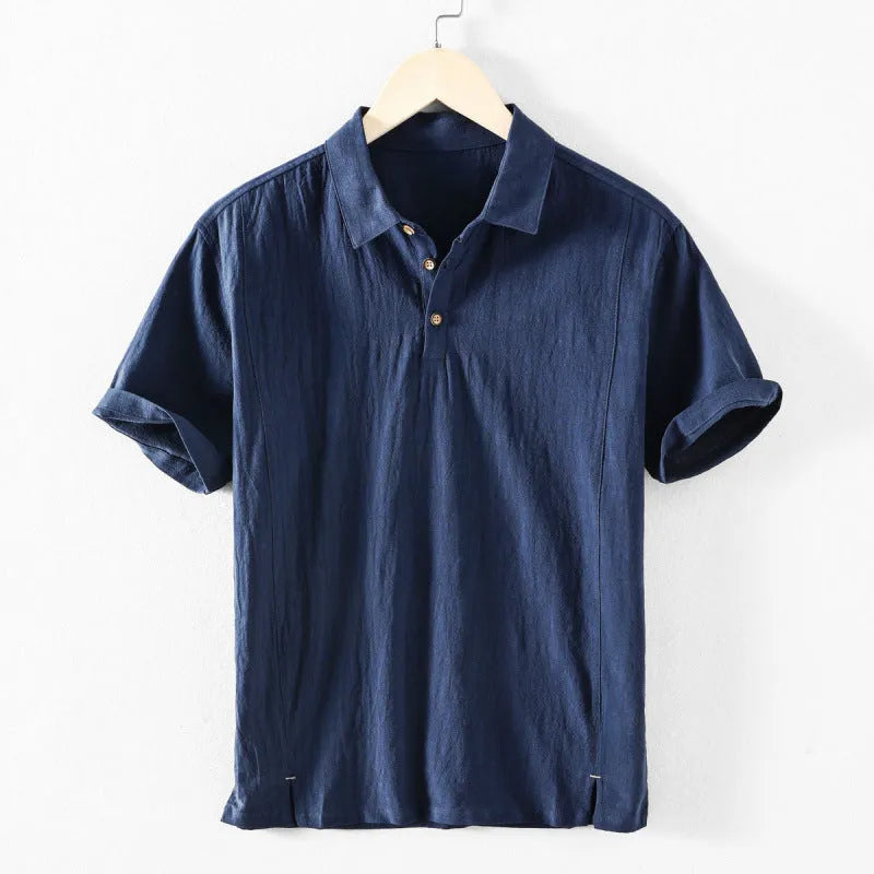 Men's cotton linen loose fit casual shirt in solid colours with Asian sizing options
