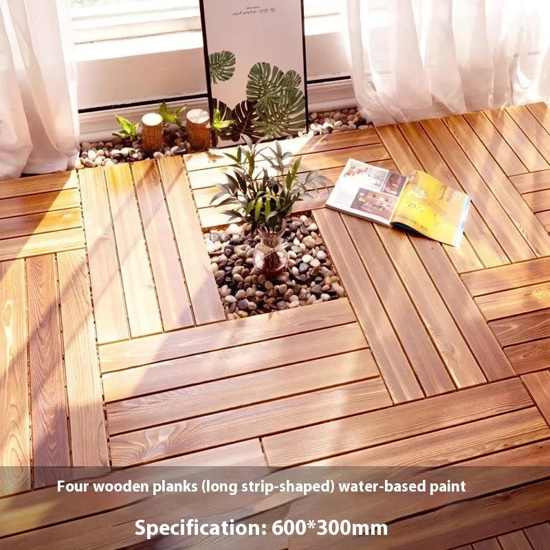 Square camphor pine flooring tile with wood grain, shown in 30x30 cm size.