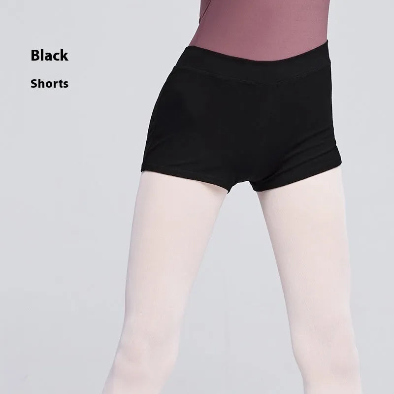 Women's black cotton ballet practice shorts for dance and fitness