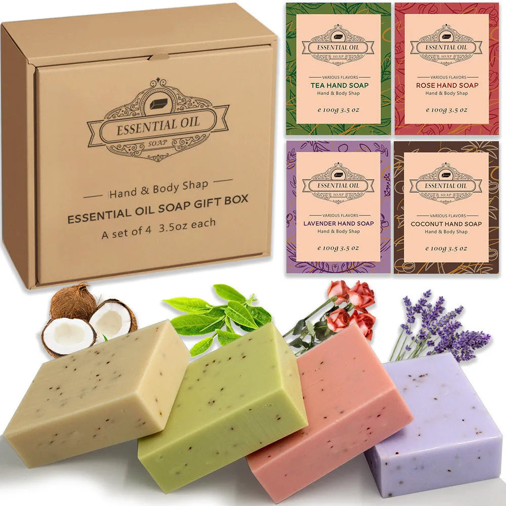 Frosted texture handmade essential oil soap bar in 100g size with natural appearance