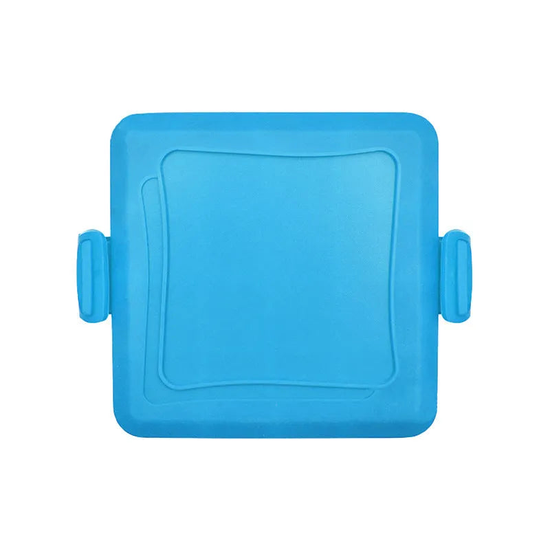 Red silicone baking tray and matching anti-scald gloves set in colour box packaging.