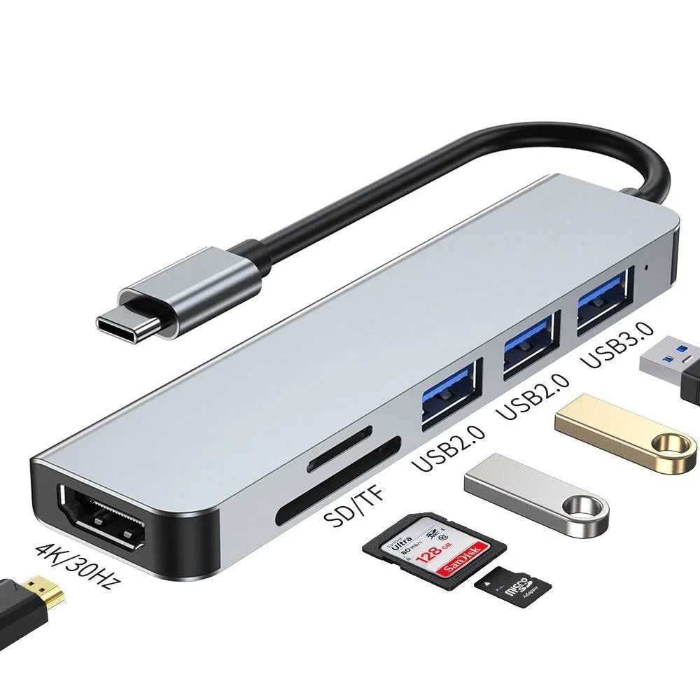 Portable notebook and tablet computer expansion dock with TYPE-C interface and 13.5cm cable
