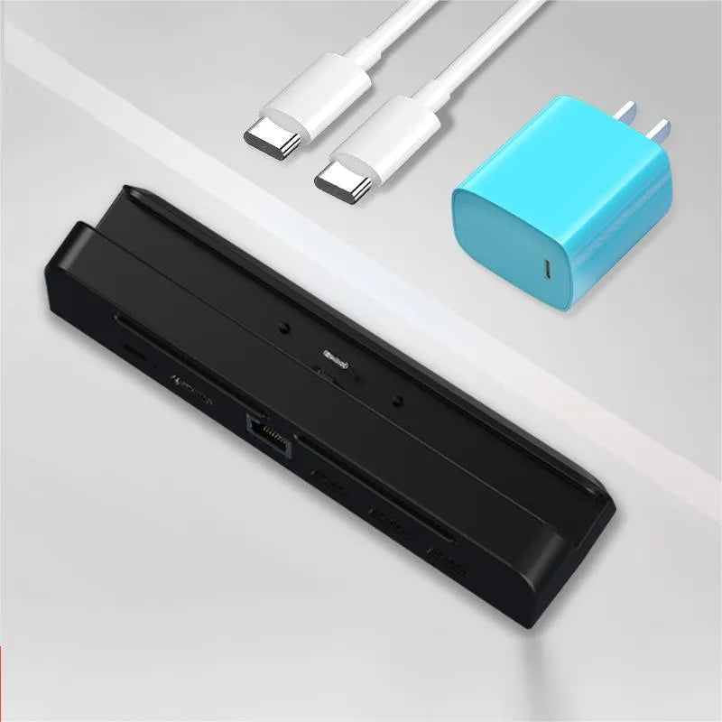 Compact game console multi-function adapter with aluminium alloy housing and Type-C port for 4K projection to TV.