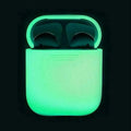 Luminous blue silicone flip-open protective case for Apple AirPods wireless earphones.