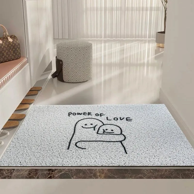 Square PVC floor mat with cartoon facial expression geometric pattern in Mr. Big Nose colour