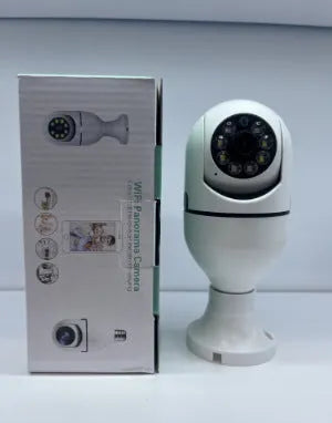 Wireless bulb security camera with 1080p HD resolution and full colour night vision measuring 5cm by 12cm
