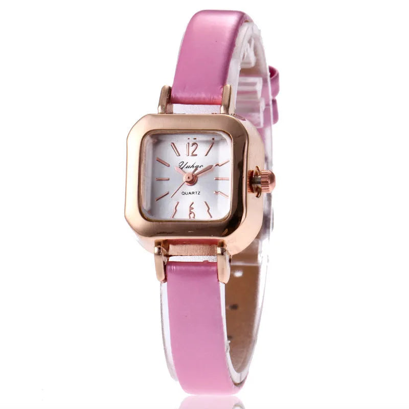 Women's art retro fashion watch with alloy case in black, white, pink, or brown colours