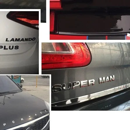 3D metal car bumper letter sticker in zinc alloy measuring 2.5cm