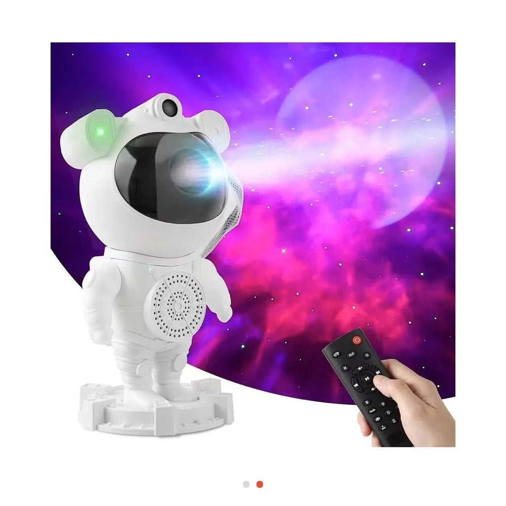Bluetooth astronaut starry sky projection lamp in white with star projection effect