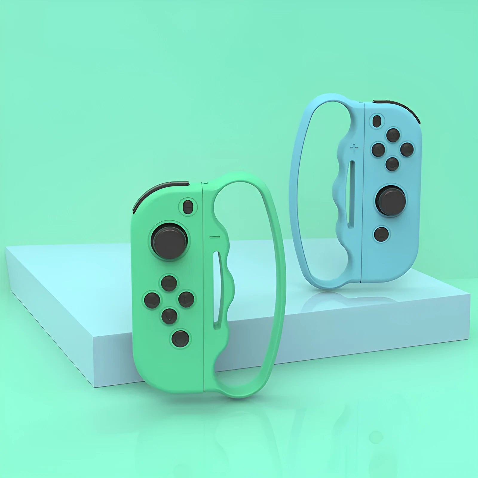 Two Joy-Con controller grip handles with adjustable hand ropes for Nintendo Switch boxing games