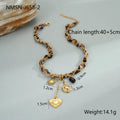 Leopard love pendant stainless steel necklace with 18K gold plating on adjustable chain