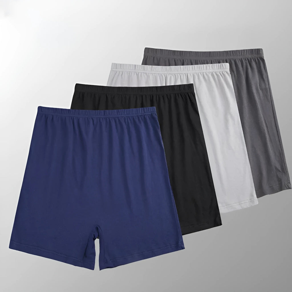 Men's solid colour modal boxer shorts with high waist in black, displayed flat.