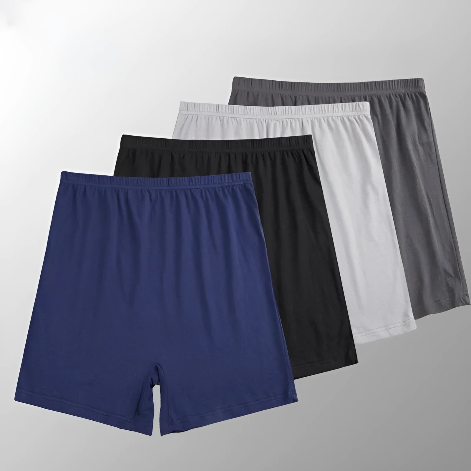 Men's solid colour modal boxer shorts with high waist in black, displayed flat.