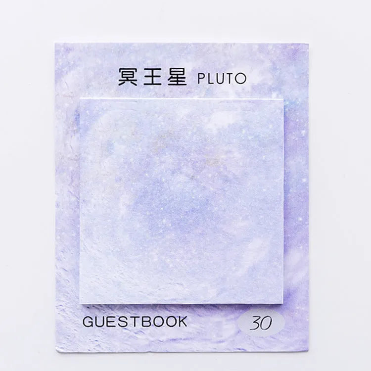 Square sticky notes pad with oil painting planet designs measuring 7.3cm x 7.3cm