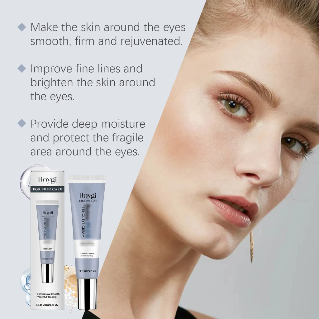Three tubes of retinol eye cream, each 12.1cm long, containing 20g of moisturising treatment for the eye area.