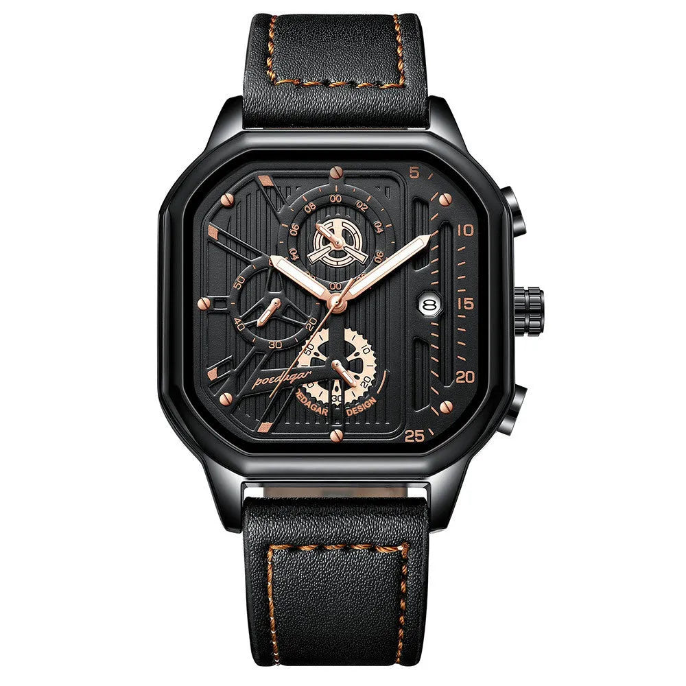 Men's belt style sports watch with quartz movement in 8mm thickness showing colour variations