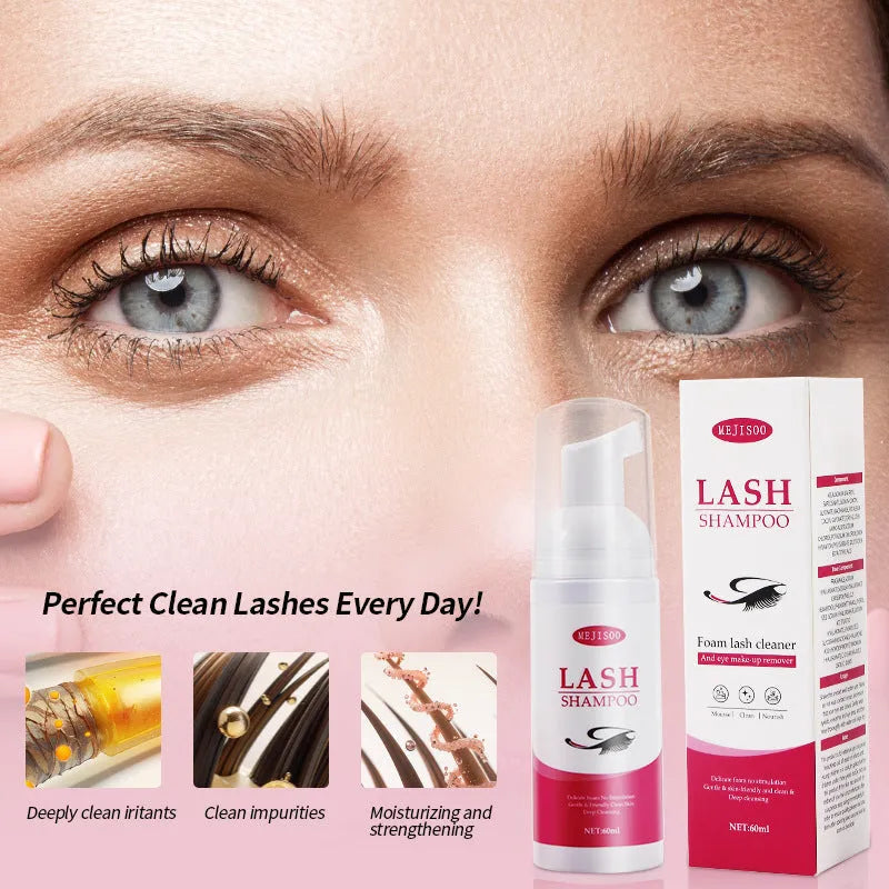 60ml lash shampoo mousse eyelash cleaning solution in squeeze bottle