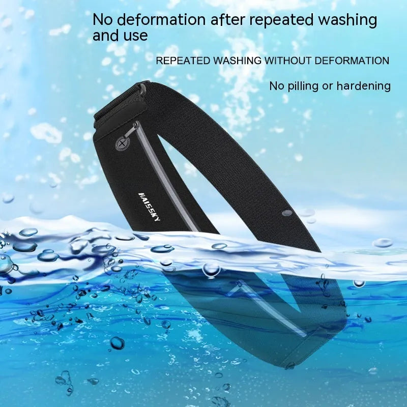 8-inch waterproof waist bag in chinlon Lycra for outdoor sports with anti-theft features