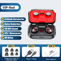Black Bluetooth gaming headset with charging case that functions as mobile phone power bank