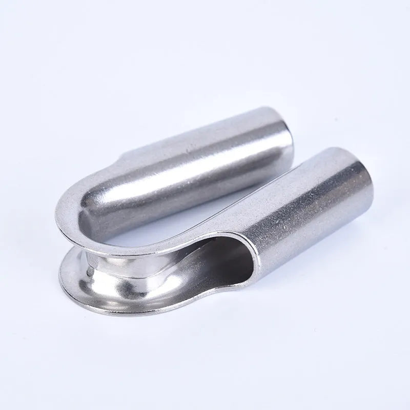 Stainless steel tubular chicken heart style round sleeve ring for mechanical fastening.