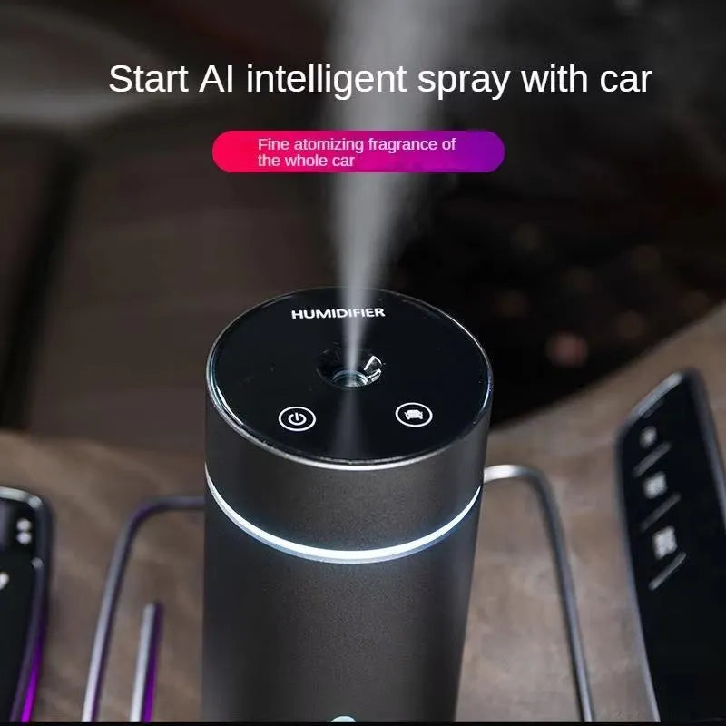 Aluminium car humidifier with essential oil diffuser function and colourful LED night light