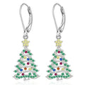White gold colour Christmas tree earrings with star design for women