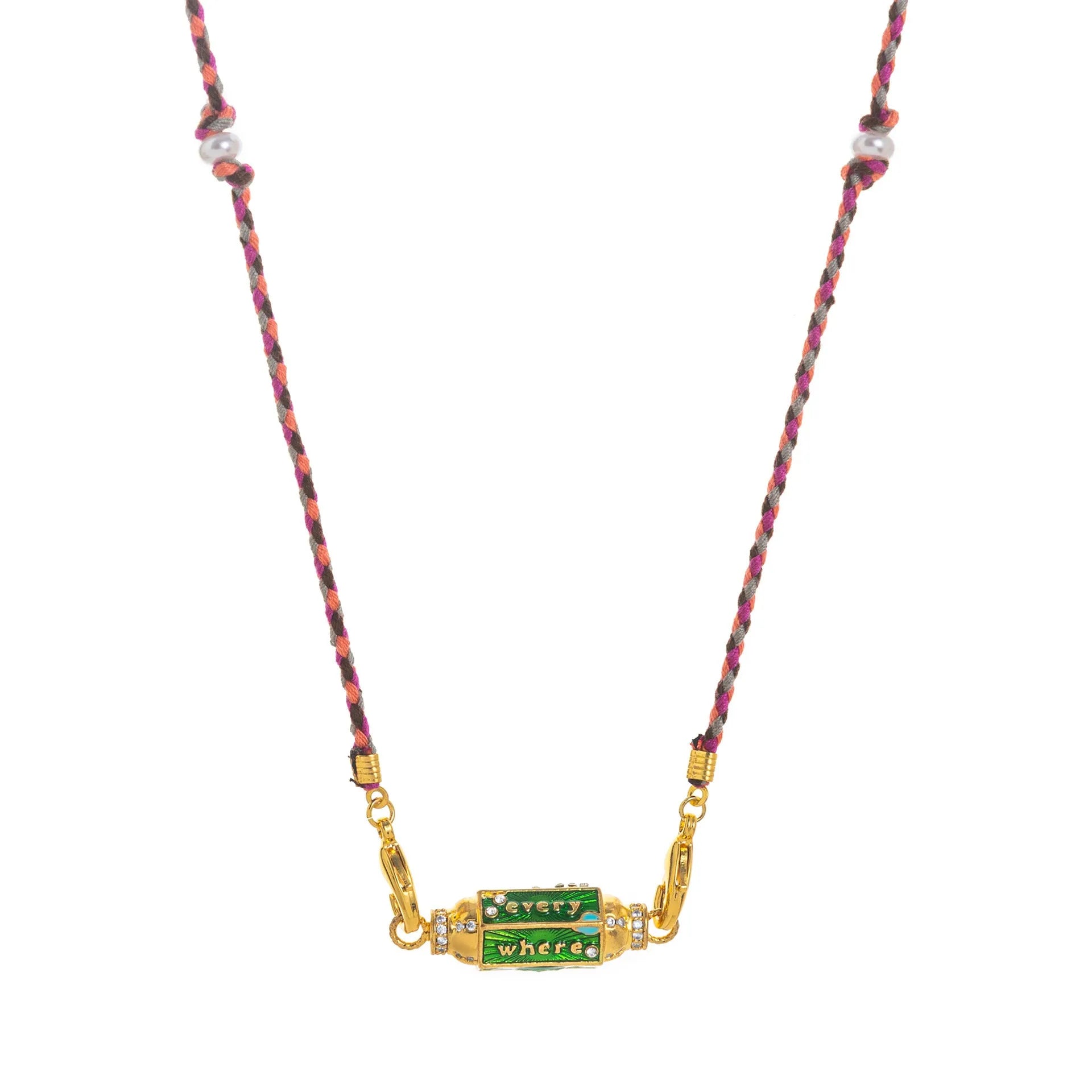 Copper geometry pendant necklace for men with star and eye motifs in blue colour on regular chain