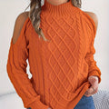 Women's strapless sweater with twisted pattern, half-high collar and lantern sleeves in acrylic fabric