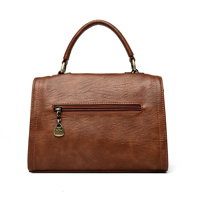 Women's soft PU crossbody bag in horizontal square shape with one-shoulder strap