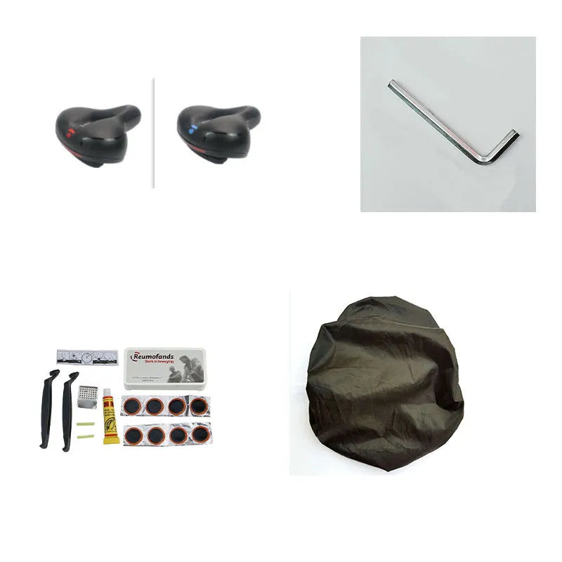 Bicycle saddle cushion with thickened silicone padding and PU leather cover including waterproof accessory