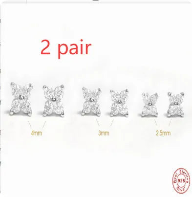 S925 sterling silver crystal flower stud earrings in gold or platinum plating with geometric floral design