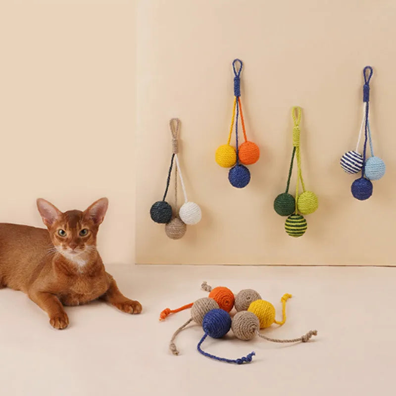 Cat toy set with teaser stick, bite-resistant catnip ball, and interactive toys in multi-colours
