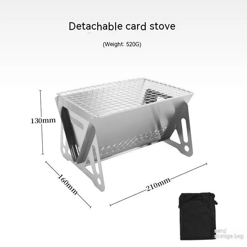 Large stainless steel folding barbecue oven with storage bag, suitable for 1-2 people.