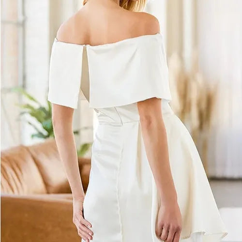 Women's off-shoulder strapless dress with high waist and lace-up back detail in matcha green colour