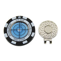 Golf level hat clip measurement device with green position markers for score tracking