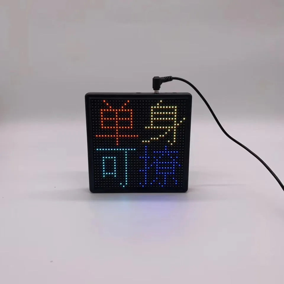 Bluetooth wireless LED car display screen with aluminium frame showing a colourful image.