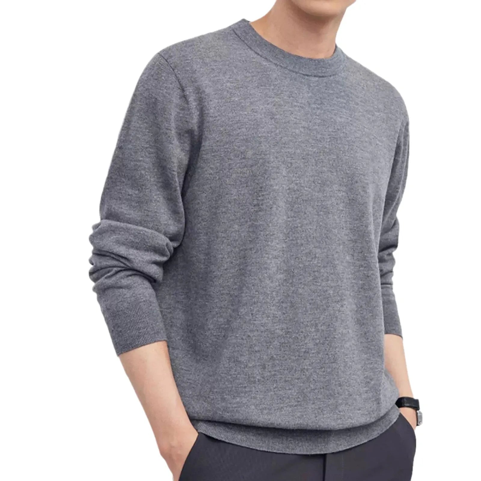 Men's standard wool pullover sweater in regular fit for autumn and winter daily wear