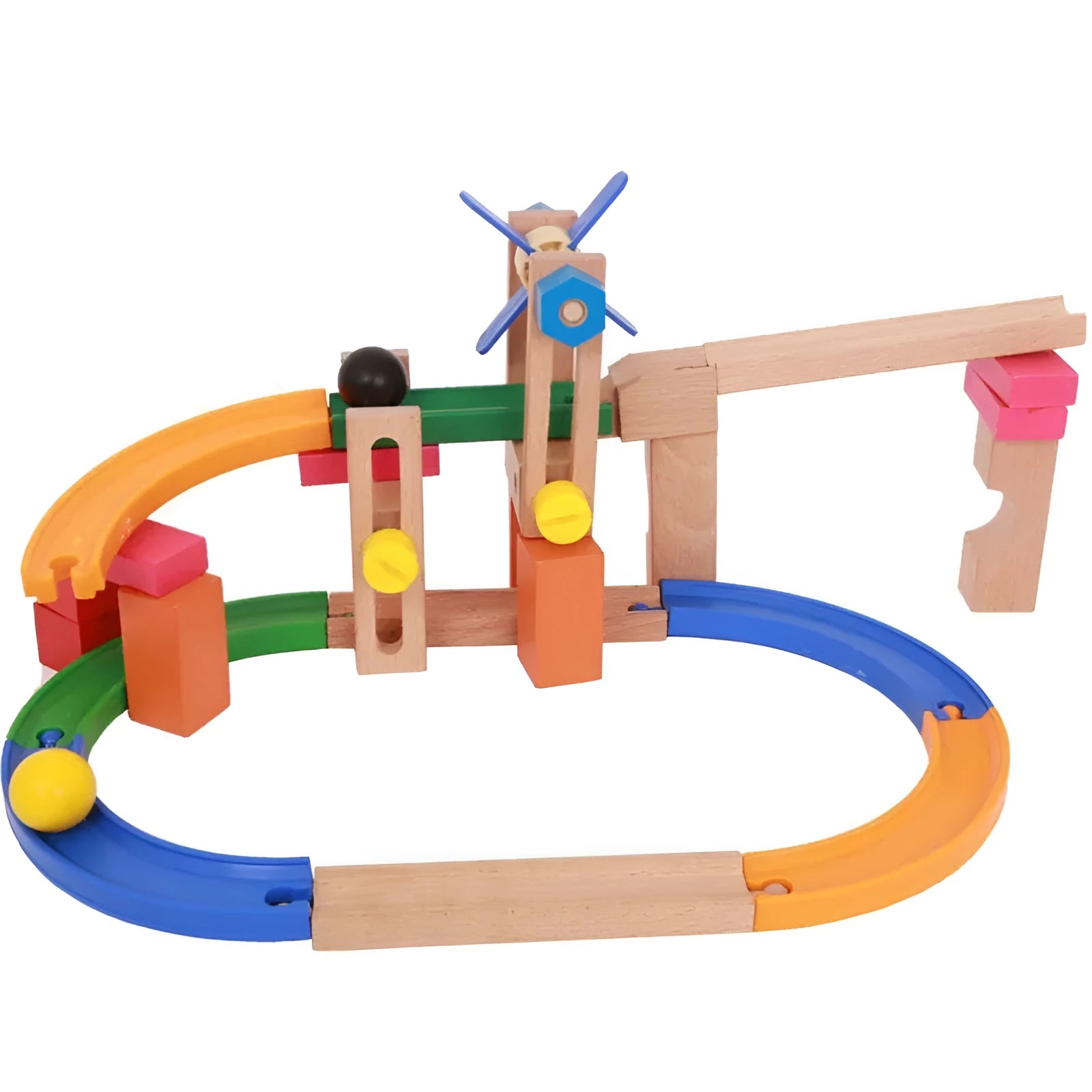 Wooden multifunctional creative track building block set for children aged 4-6 years old