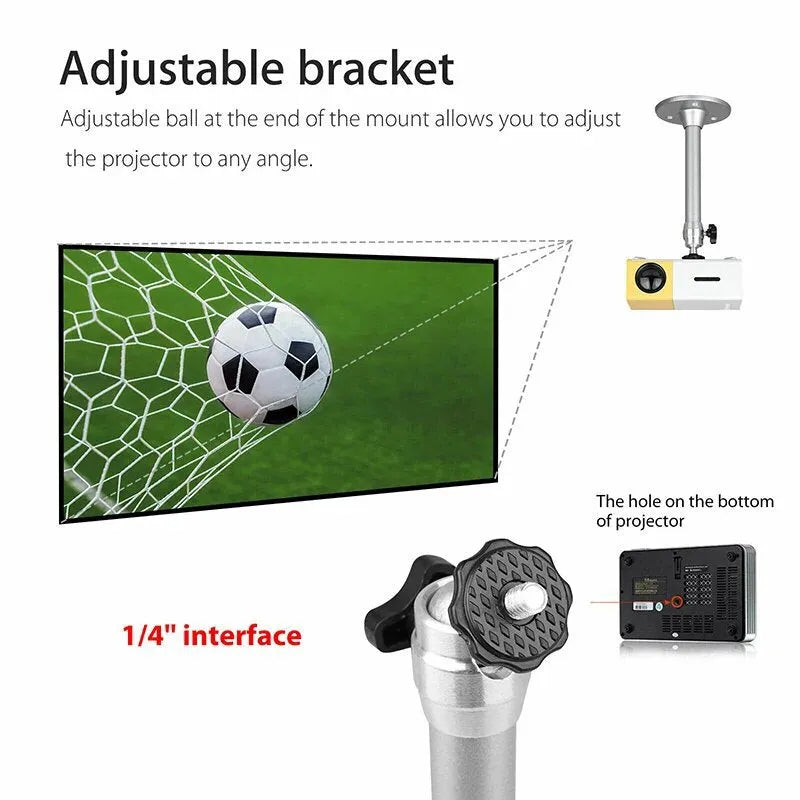 White aluminium wall-mounted projector bracket with 180mm specification and 6mm thread