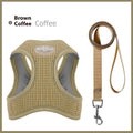 Brown cloth cat harness with integrated pulling rope and chest strap design