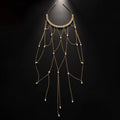 Electroplated mesh tassel hair chain for women in gold or silver with pearl details