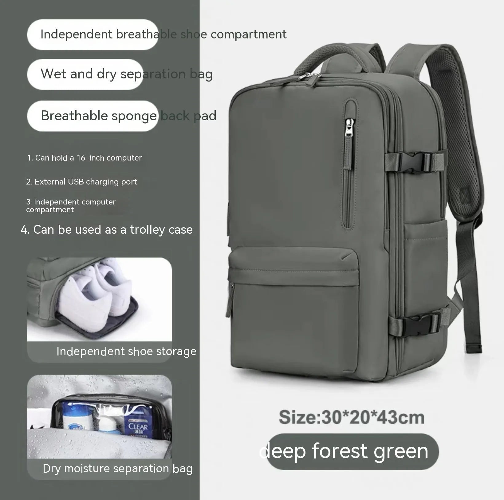 Large waterproof mummy-style backpack in nylon, shown in a selection of colours including black, mint green, and pink.